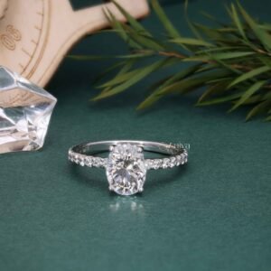 2.0 Carat IGI Certified Oval Cut Lab Diamond Engagement Ring Set