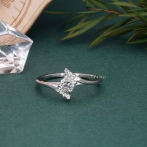 "Graceful Bypass: 0.50 CT Natural Diamond Solitaire Bypass Ring, 14K White Gold Tension Setting Ring"