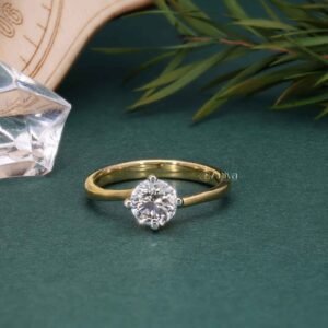 0.80 Ct Round Brilliant Cut Diamond Engagement Ring in Rose/Yellow/White Gold