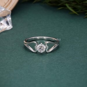 0.25 Ct Round Diamond Solitaire Heart Shape Designer Engagement Ring