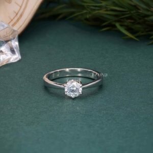 Classic 0.50 Ct Round Brilliant Cut Solitaire Diamond Engagement Ring in 14K White Gold