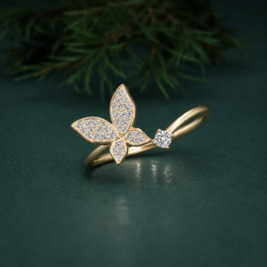 Diamond Butterfly Bypass Ring
