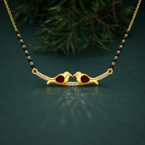 Love Nest Natural Ruby With Natural Diamond Mangalsutra
