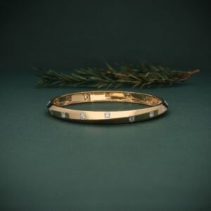 Aurelia Flush Set Diamond Dome Bangle Bracelet in 18K Yellow Gold