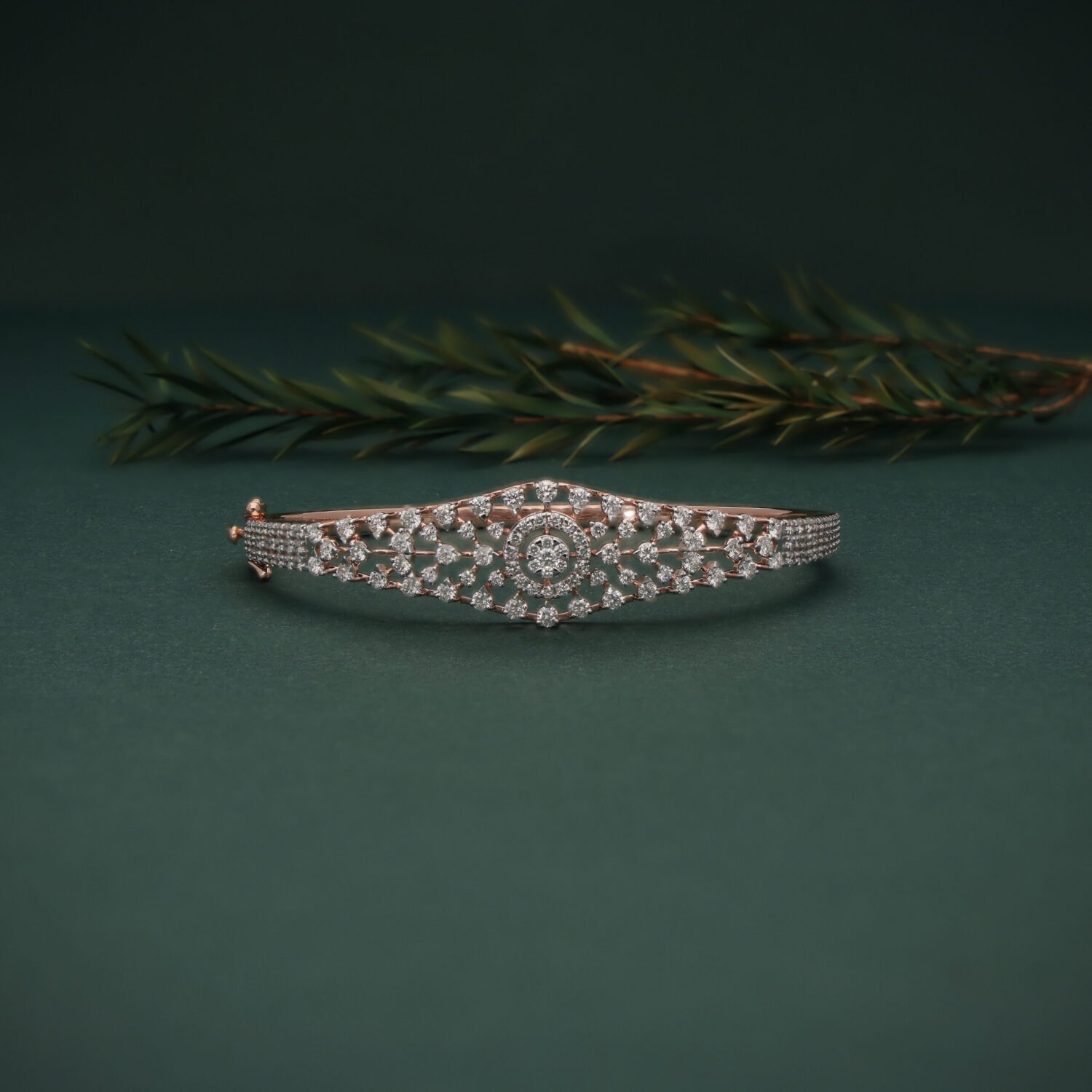 18K Rose Gold Floral Vine Diamond Bracelet | IGI Certified