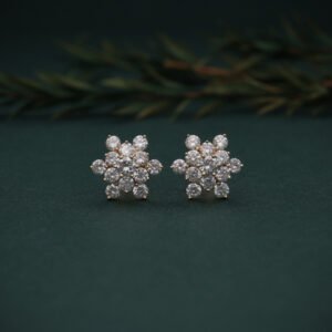 Beautiful Diamond Stud Earrings with Floral Design | Fine Gold Jewelry