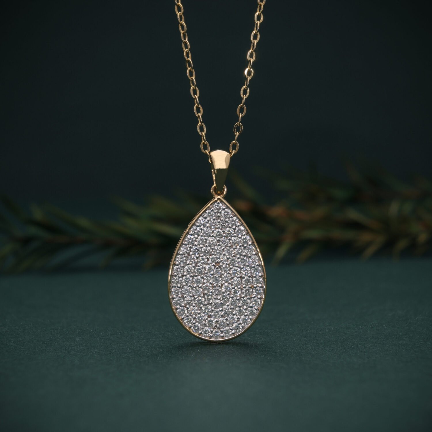 Sienna Pavé Diamond Pear Shaped Pendant in 18K Yellow Gold
