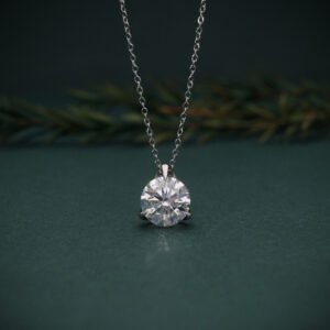 Aria Round Brilliant Cut Diamond Solitaire Pendant in Platinum 950