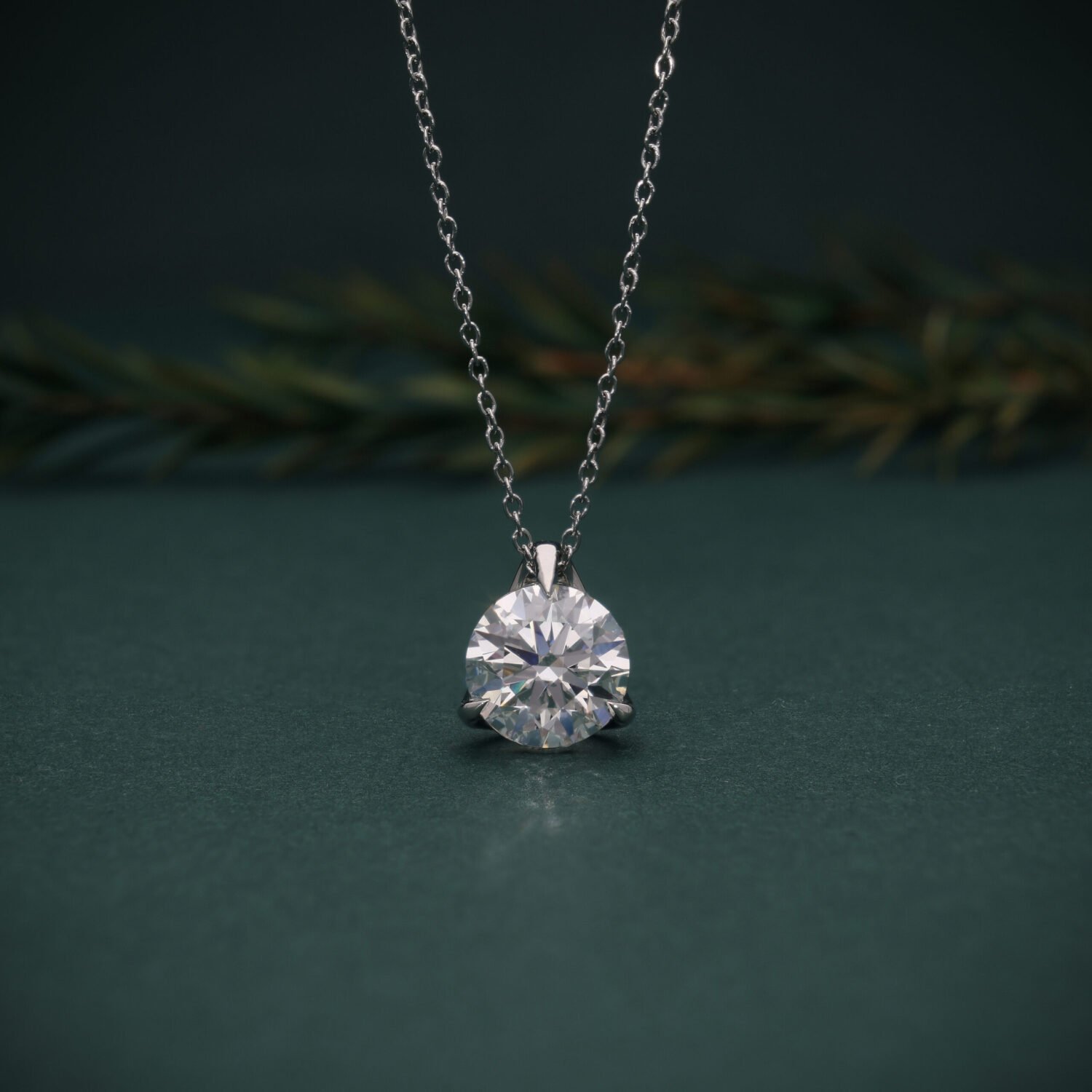 Aria Round Brilliant Cut Diamond Solitaire Pendant in Platinum 950