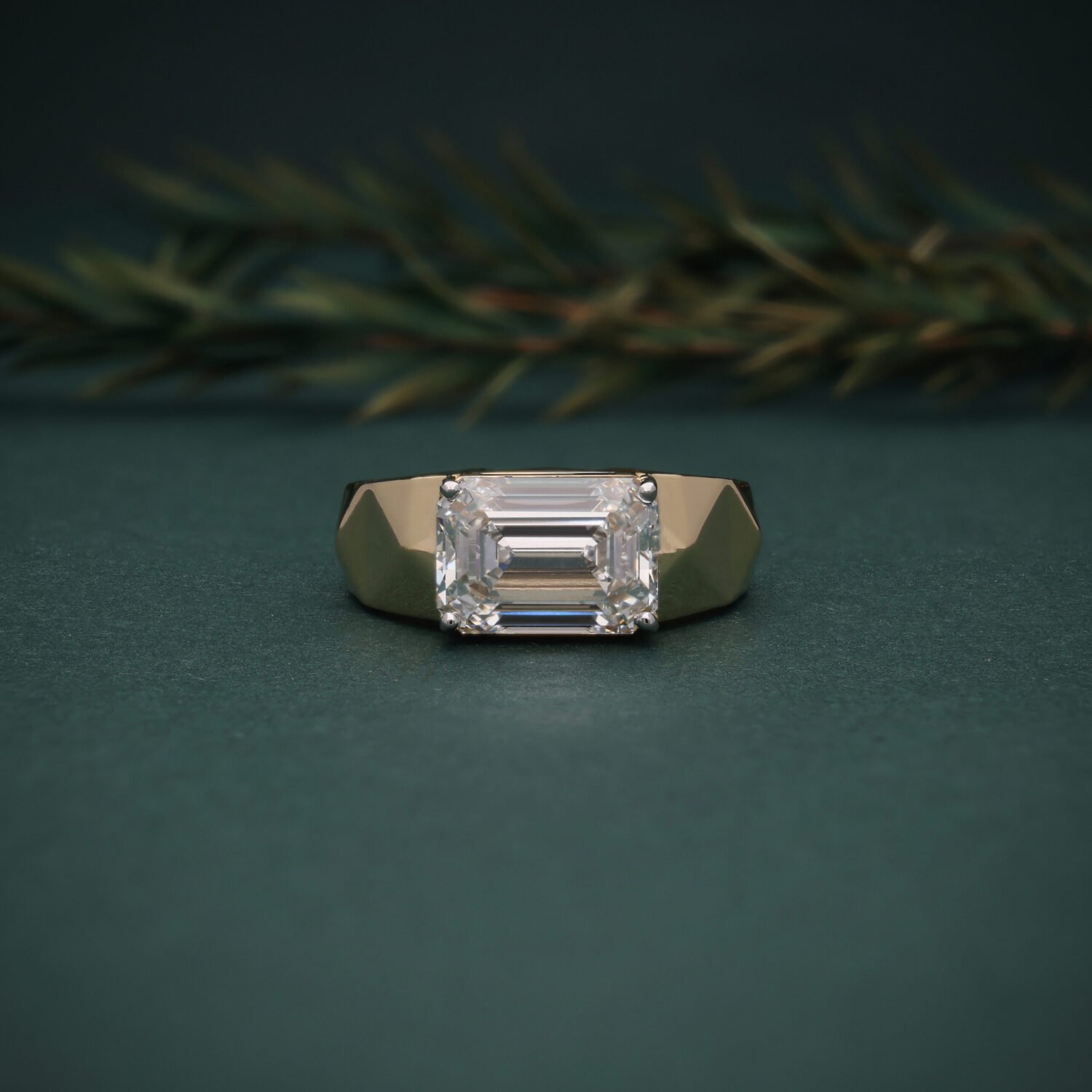 14K Yellow Gold Emerald Cut Lab Grown Diamond Men’s Ring