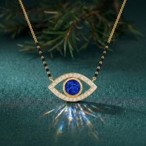 Evil Eye Natural Blue Sapphire And Natural Diamond Mangalsutra