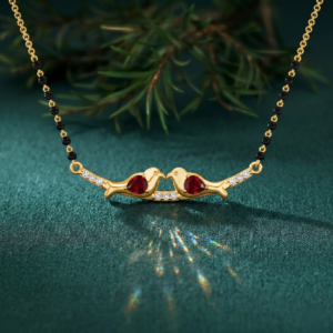 Love Nest Natural Ruby With Natural Diamond Mangalsutra Necklace