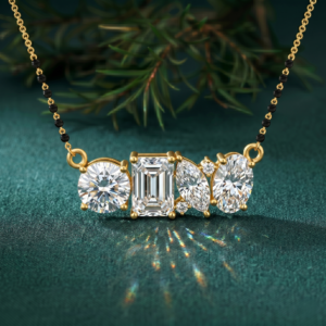 Pristine Bond Multi Shape Natural Diamond Mangalsutra Necklace
