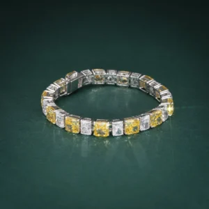Soleil Alternating Yellow and White Radiant Cut Diamond Tennis Bracelet