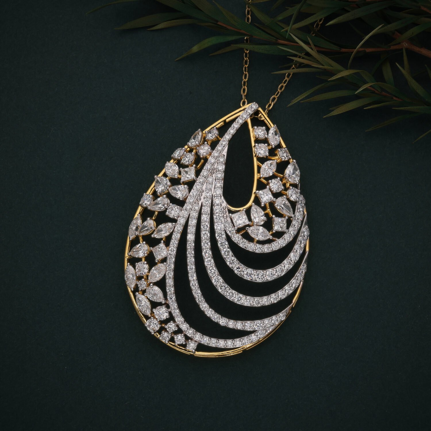 Natural & Lab Grown Diamond Pear Shape Pendant in 14K Yellow Gold
