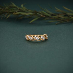Lab Grown Diamond Round Wedding Ring | 14KT Yellow Gold Stackable Ring