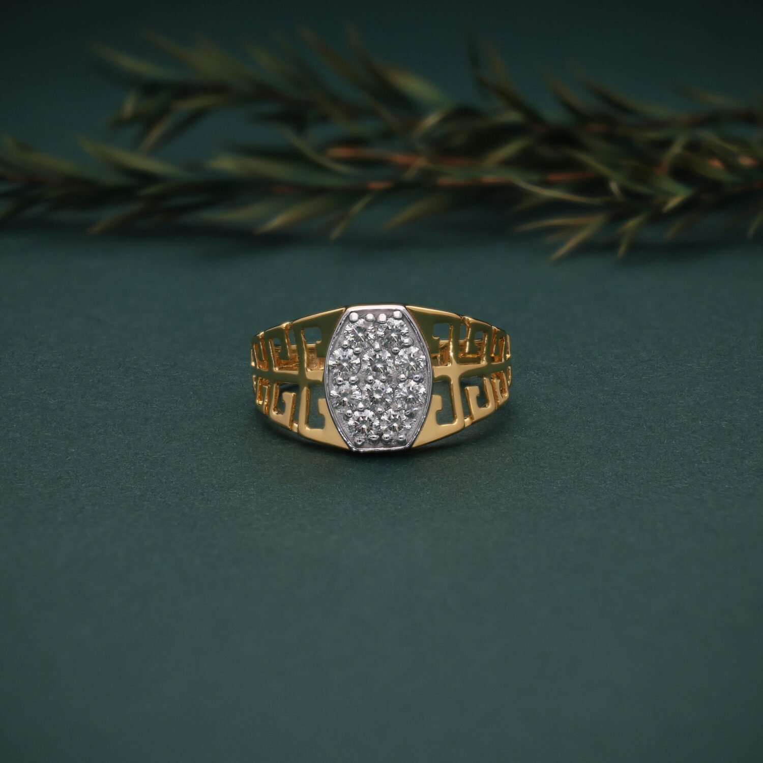 Men's Geometric Diamond Ring | 14KT Yellow Gold