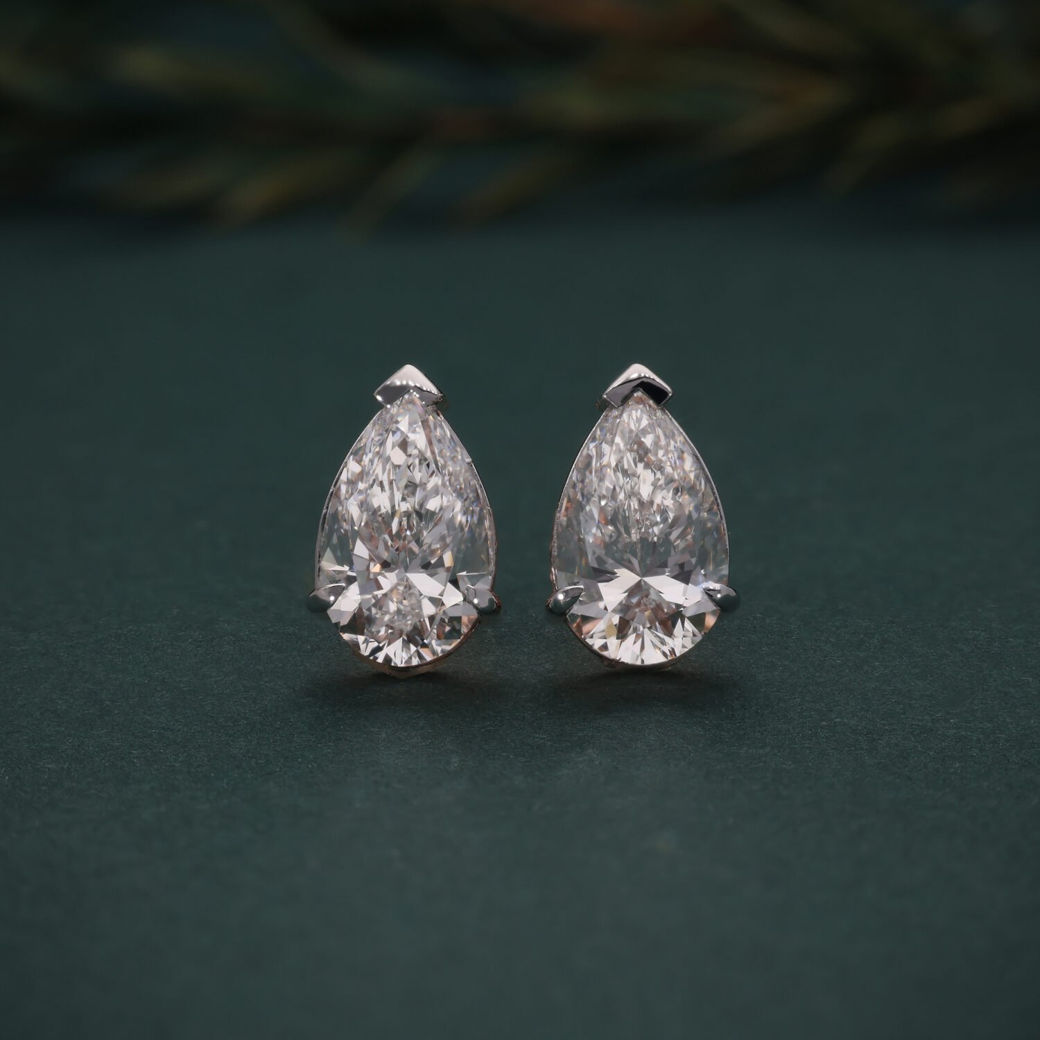 Elegant 14K Rose Gold Pear Diamond Earrings