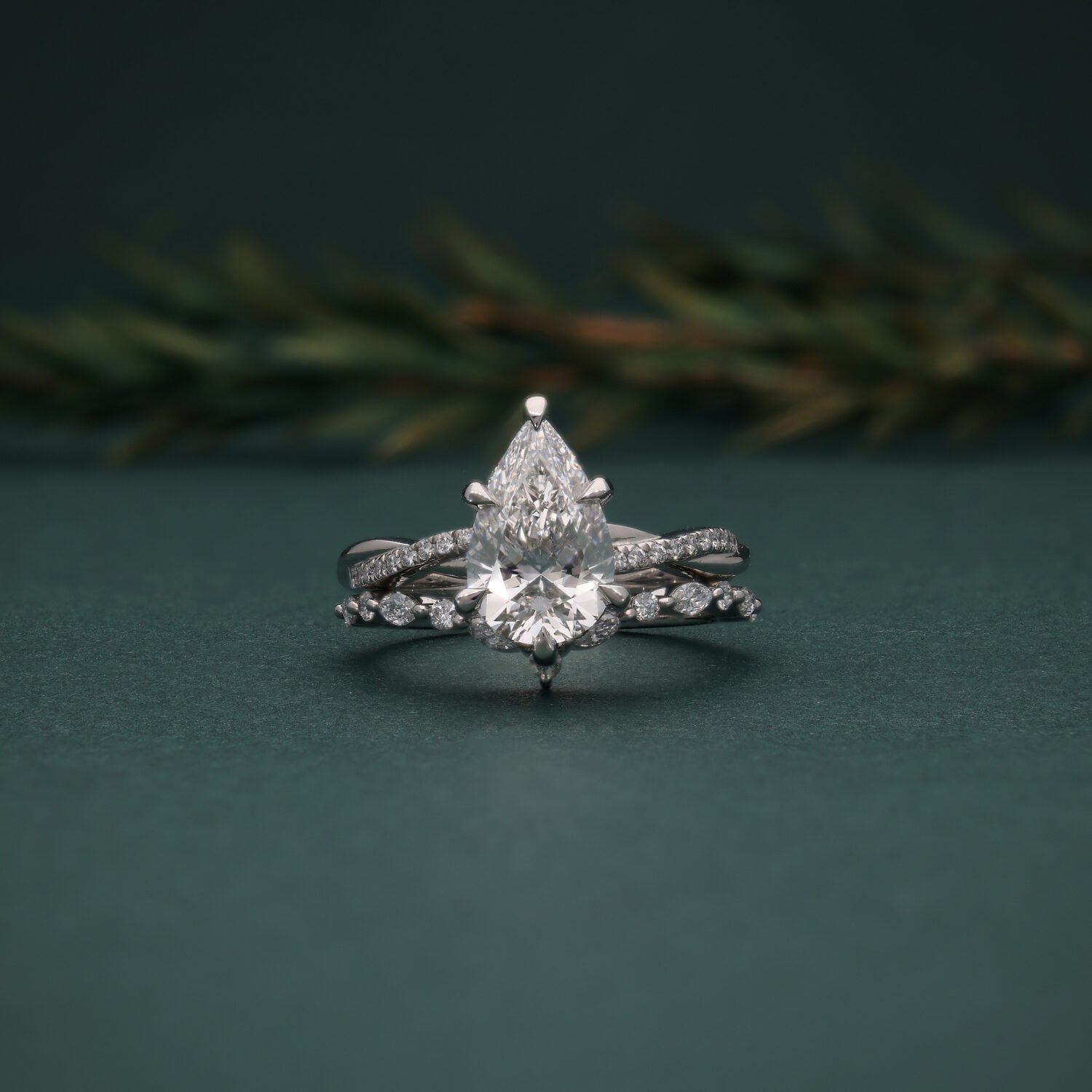 Pear Shaped Diamond Engagement Ring | Luxury White Gold Bridal Ring