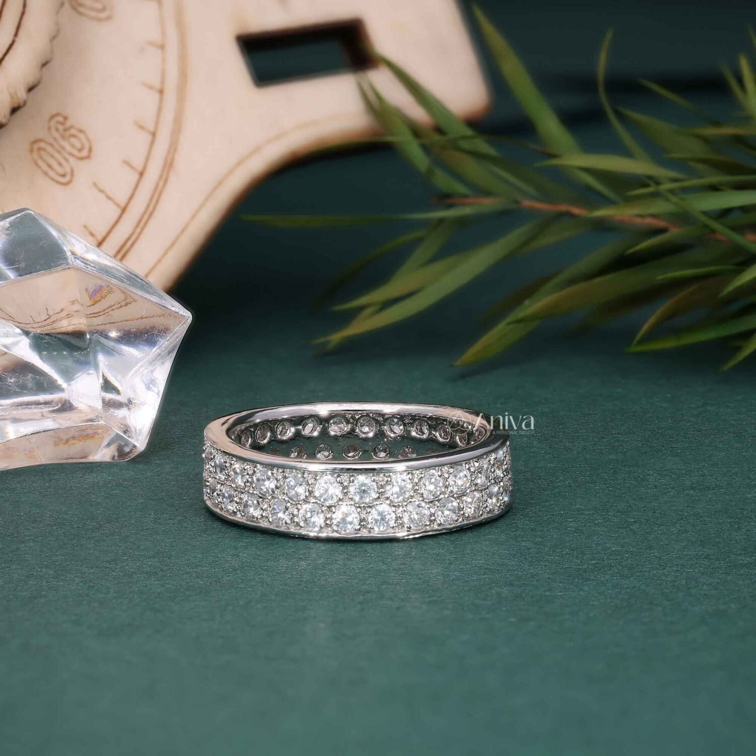 Dazzling 18K White Gold Double Row Diamond Eternity Band | IGI Certified