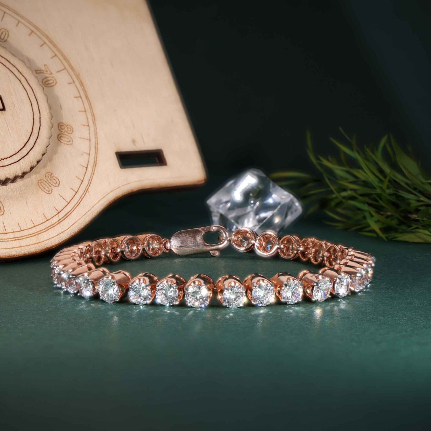 18K Rose Gold Statement Tennis Bracelet Sparkling Diamond Bridal Jewelry | IGI Certified