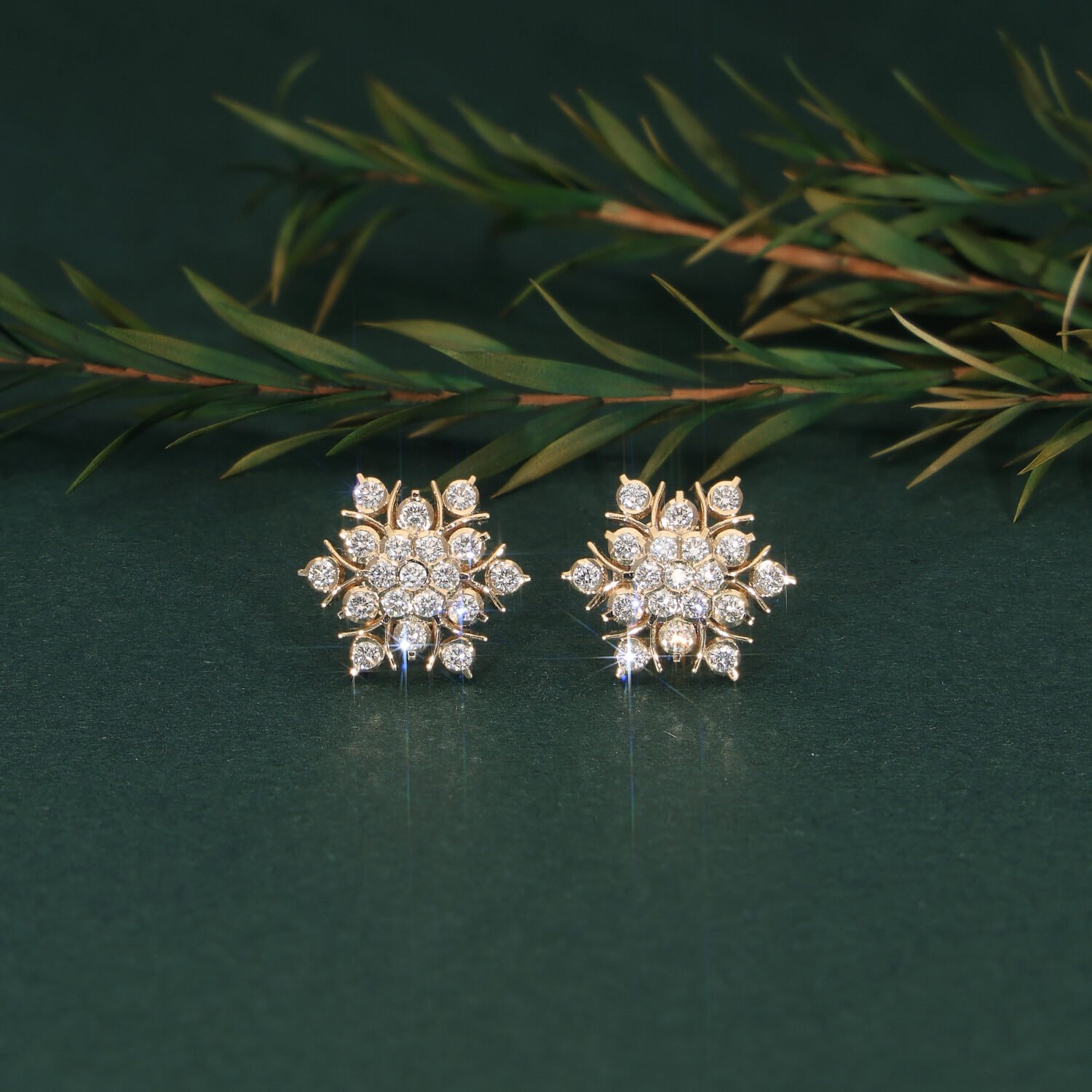 South Indian Diamond Stud Earrings | 14KT & 22KT Gold