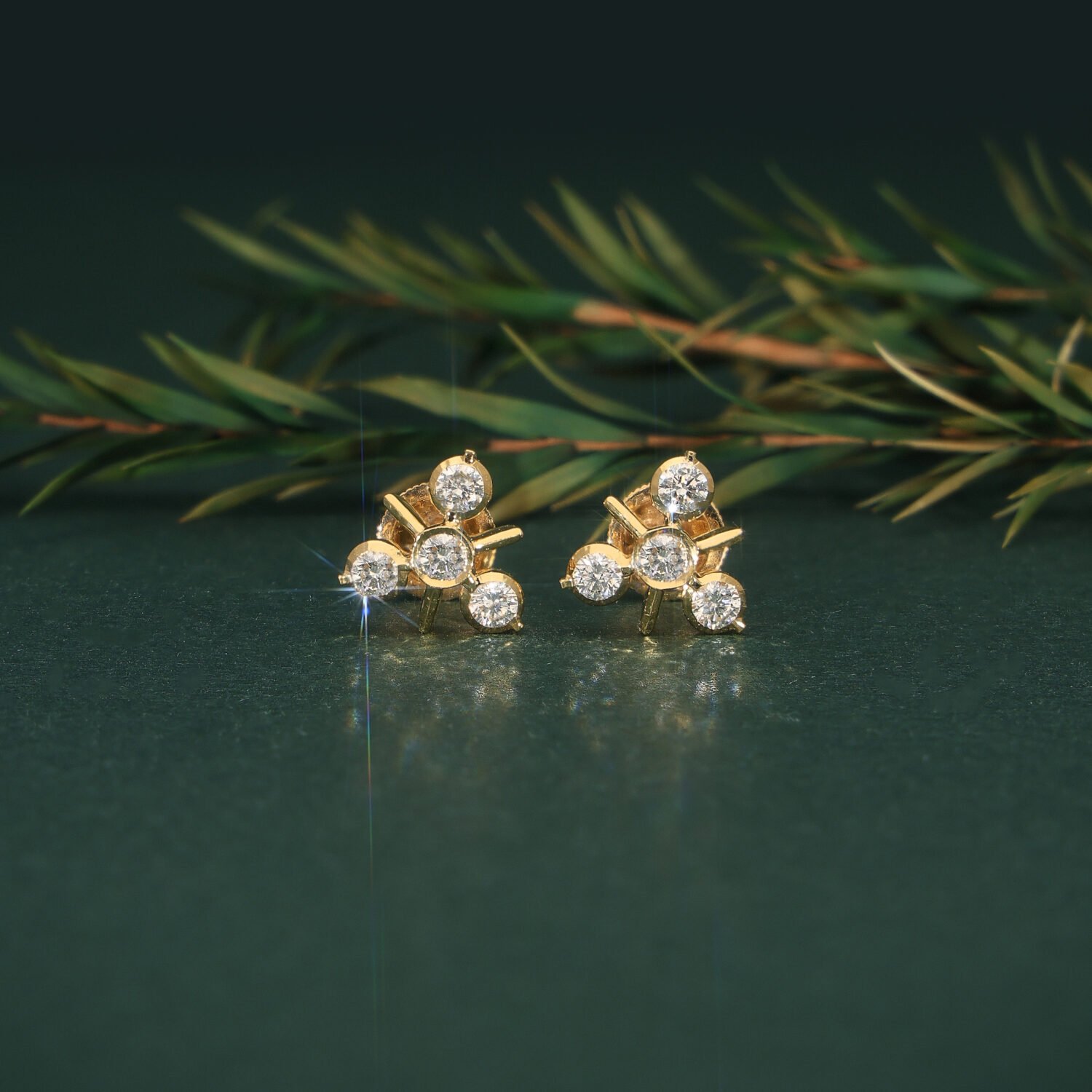 22K Diamond Studs Earrings for Women in Yellow Gold